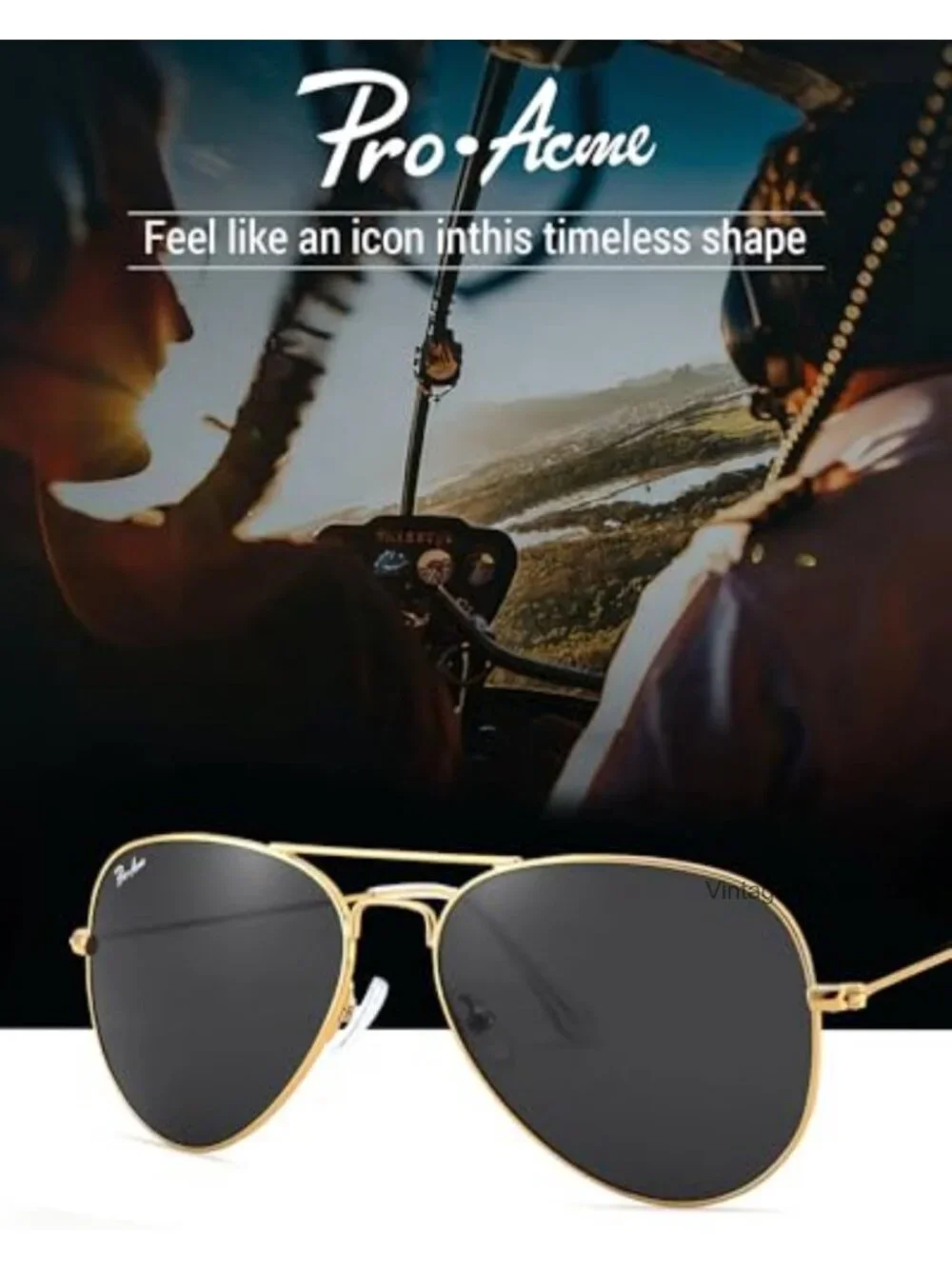 Aviator Sunglasses for Men Women, Real Glass Lens Metal Frame UV400 Classic